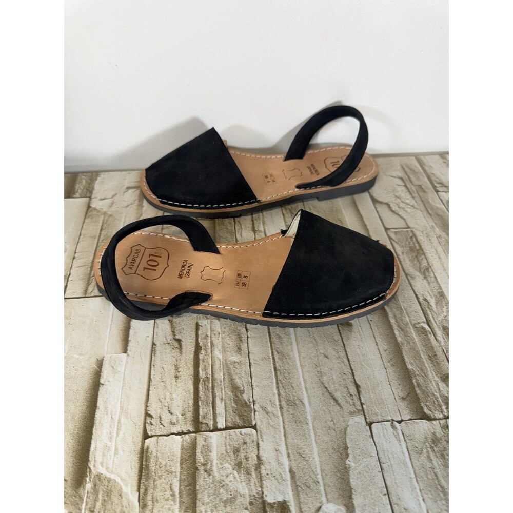 Avarcas 101 Women's Sandals. Leather . Handmade in Menorca, Spain. Black Sz 8 38